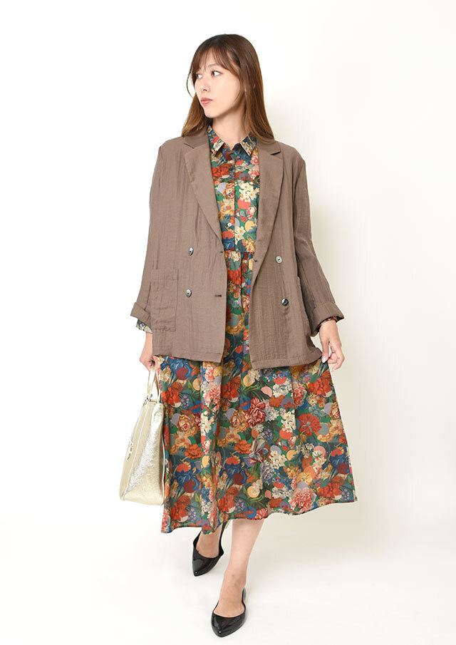 Hampstead リバティ　ワンピース　新品未使用　タグ付き　40 美品 Hampstead × LIBERTY リバティプリントワンピース 40