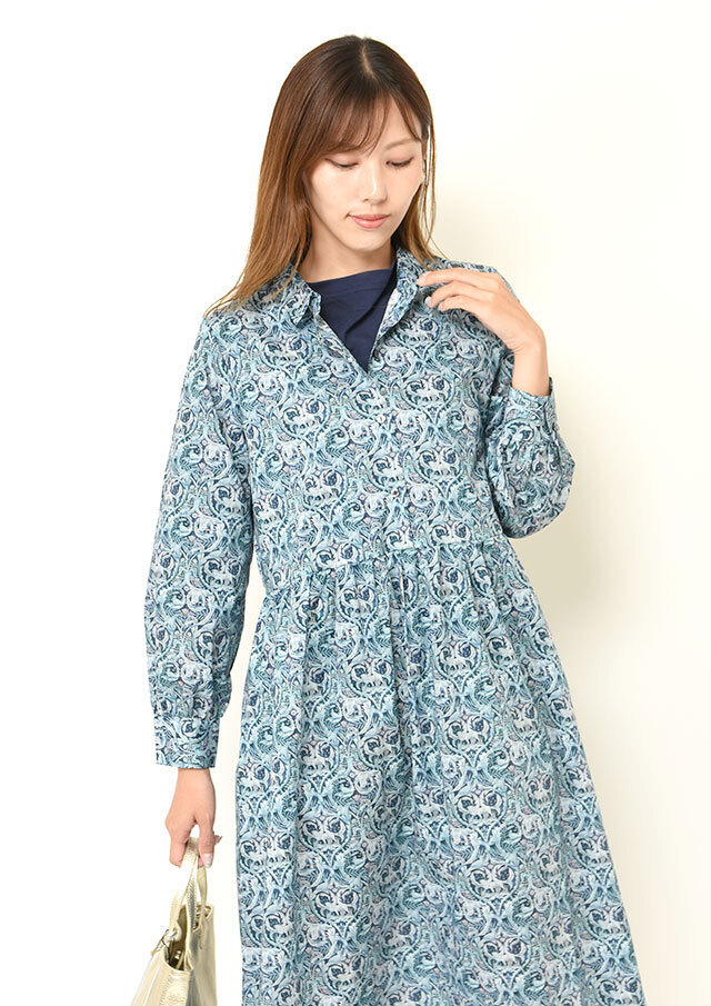 Hampstead リバティ　ワンピース　新品未使用　タグ付き　40 美品 Hampstead × LIBERTY リバティプリントワンピース 40