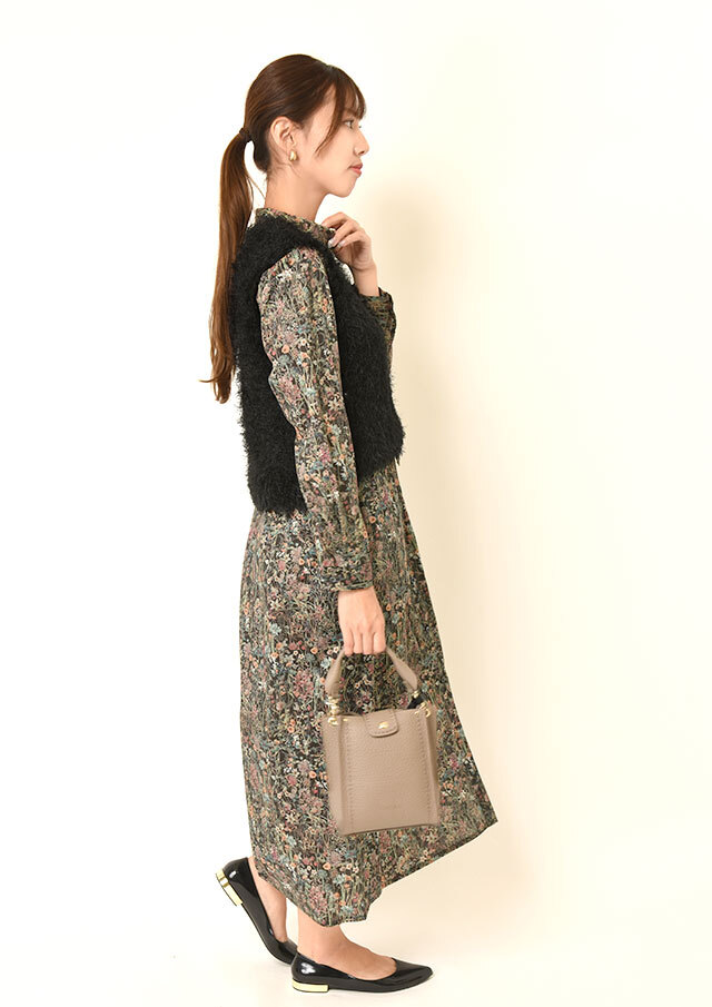 リバティちび衿シャツマキシワンピース