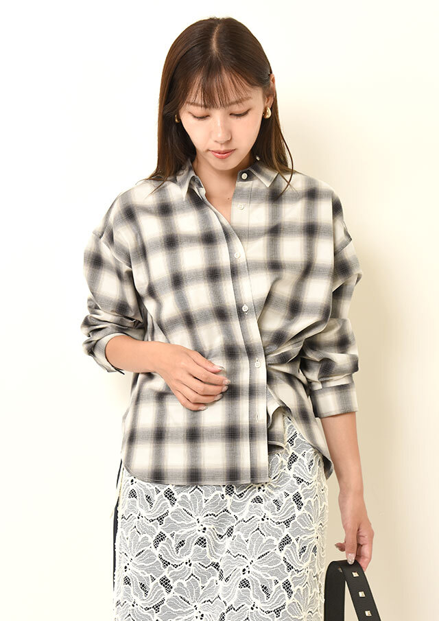 ◆オンブレーチェックオーバーシャツ【HB055500】【26】