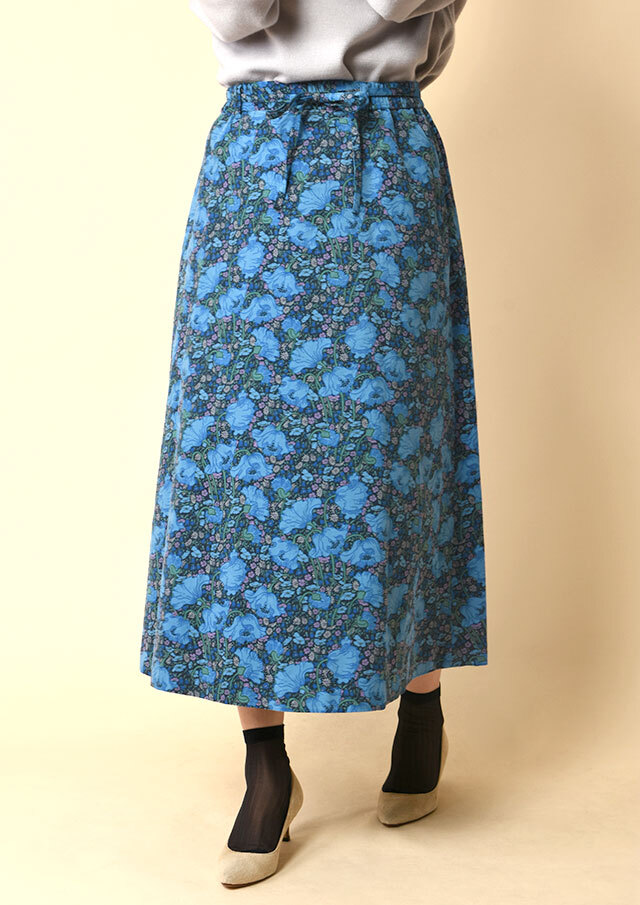 ◆リバティコーデュロイリボン付きフレアスカート【HB085500】【26】