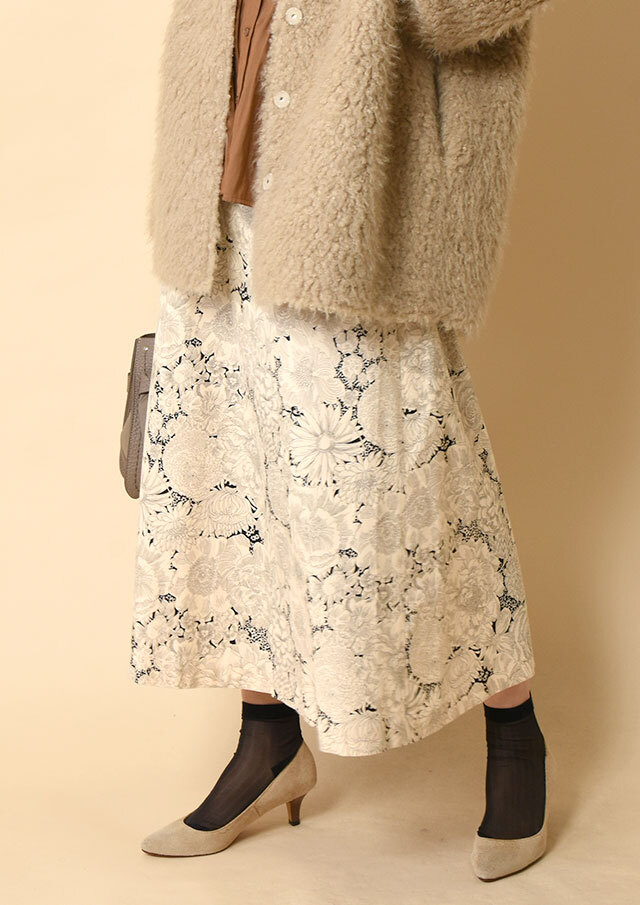 リバティコーデュロイリボン付きフレアスカート