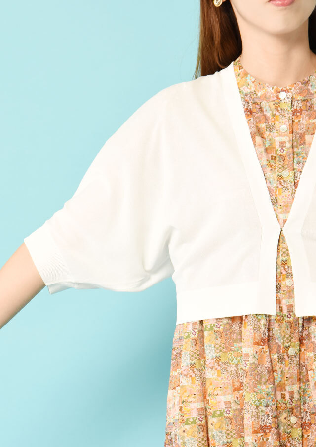 ベージュ パフスリーブ 半袖ボレロ ベージュ パフスリーブ 半袖ボレロ