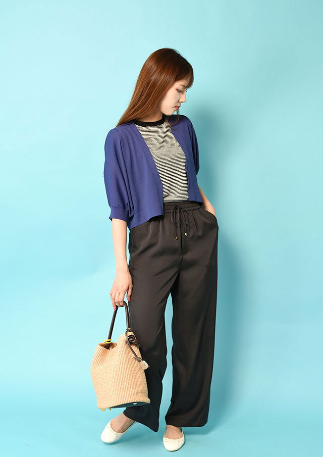 アセテートナイロンパフスリーブショートボレロ