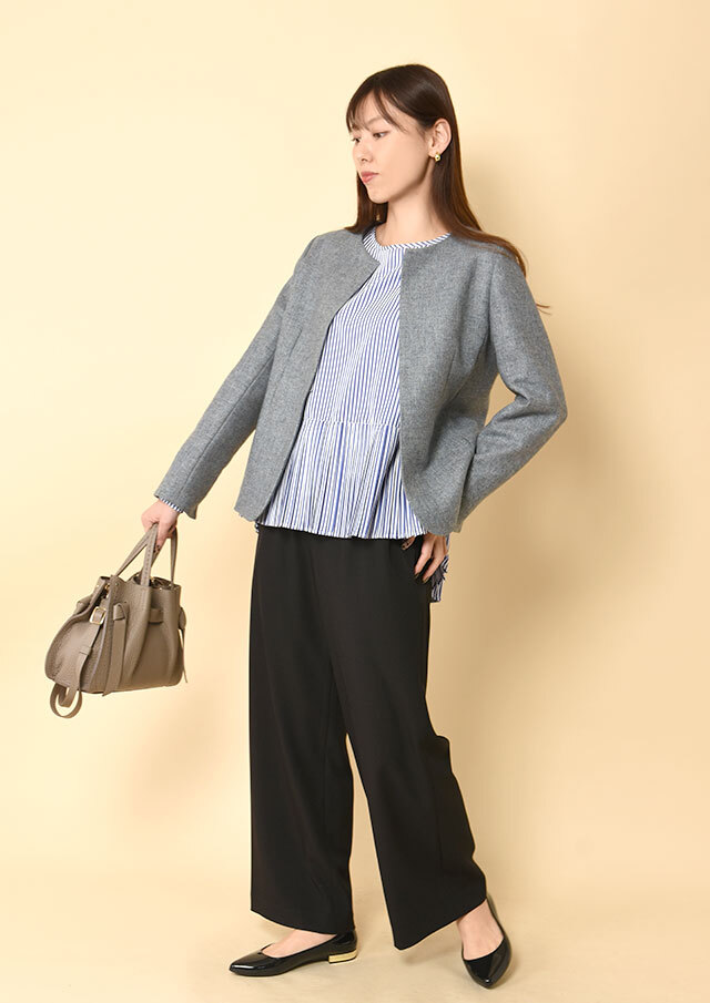 メランジツイルイージーワイドパンツ