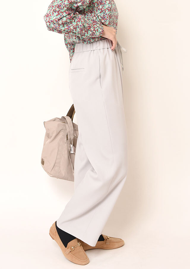 メランジツイルイージーワイドパンツ