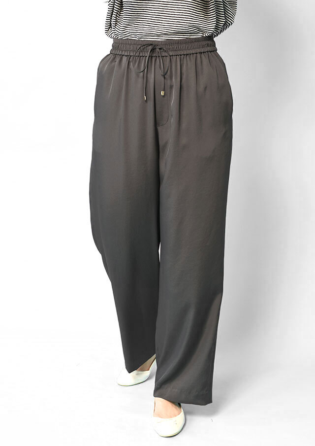 サテンツイルドロストワイドパンツ