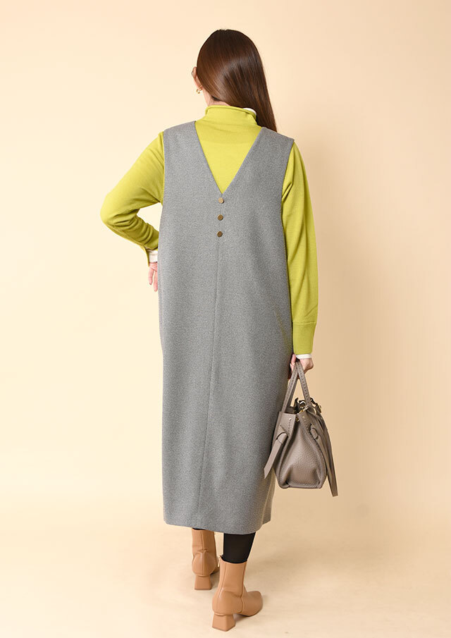 ウールライクVネックジャンパースカート