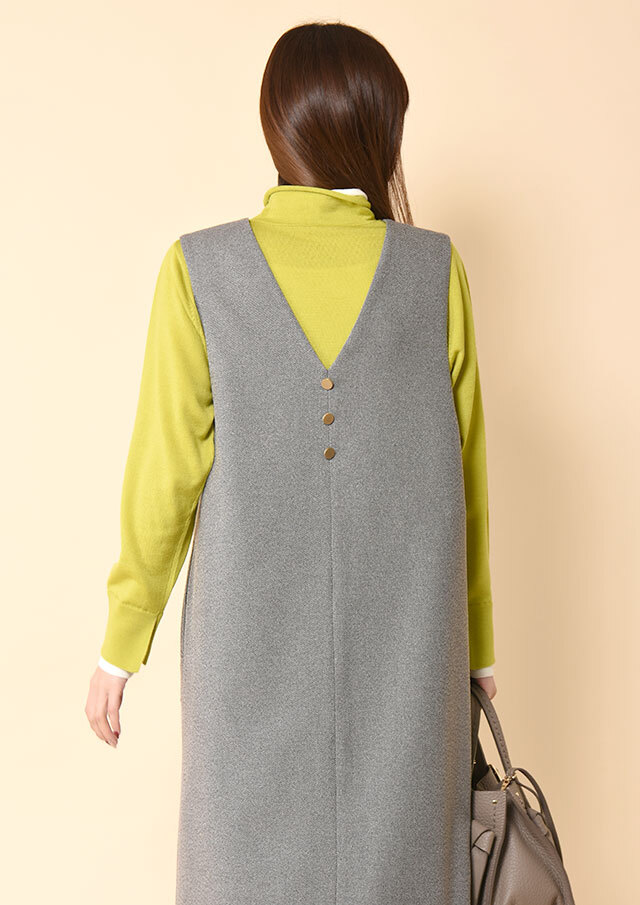 ウールライクVネックジャンパースカート