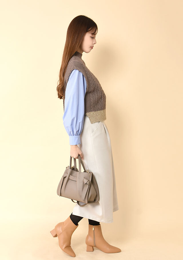 ヒロト ウールブレンドポンチタイトスカート