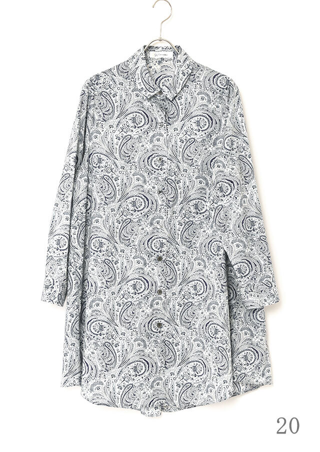 リバティ前開きロングシャツチュニック
