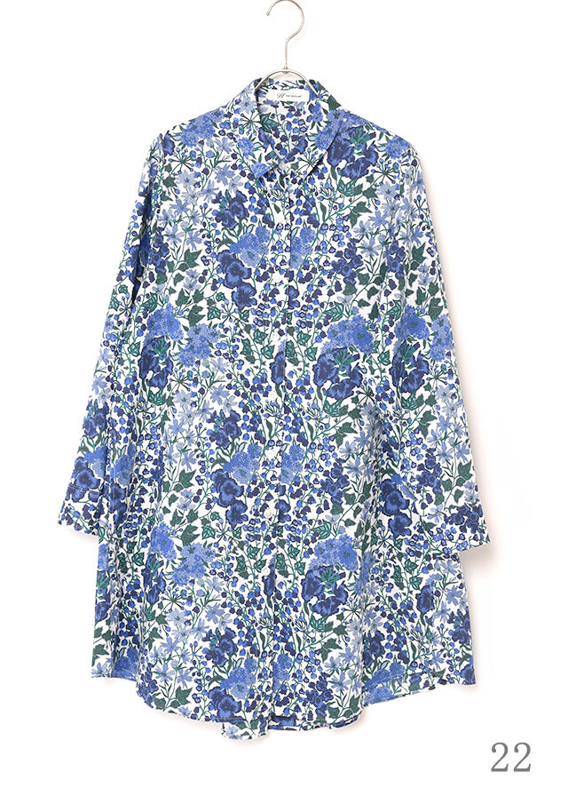 リバティ前開きロングシャツチュニック
