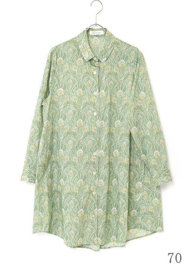 リバティ前開きロングシャツチュニック