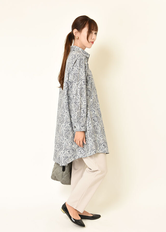 リバティ前開きロングシャツチュニック