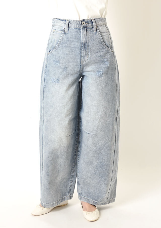 ◇◆クラッシュデニムバレルパンツ【J143601M】【61】