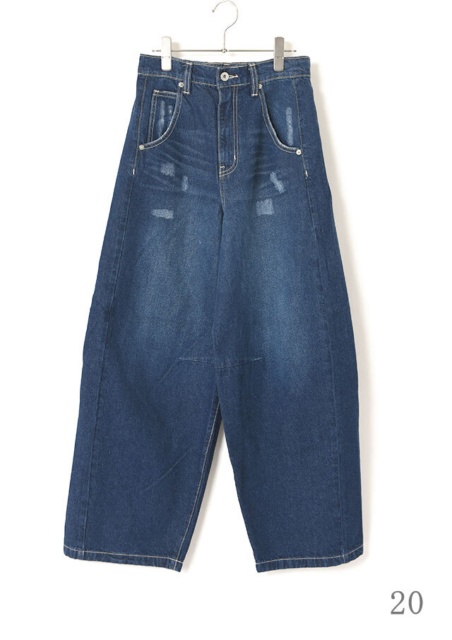 ◆クラッシュデニムバレルパンツ【J143601M】【61】