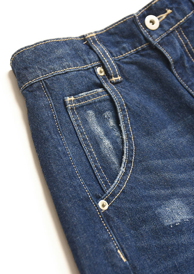 ◆クラッシュデニムバレルパンツ【J143601M】【61】