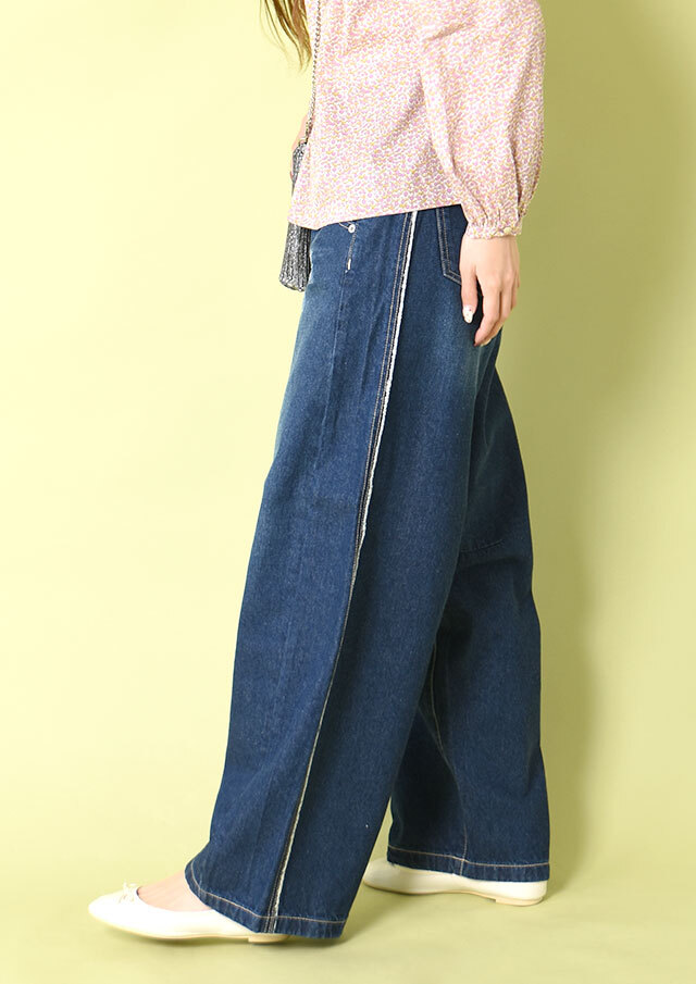 ◆クラッシュデニムバレルパンツ【J143601M】【61】