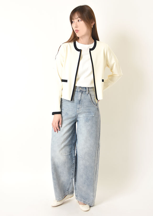 ◆クラッシュデニムバレルパンツ【J143601M】【61】