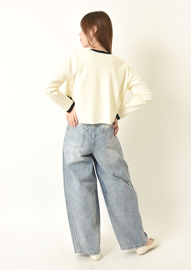 ◆クラッシュデニムバレルパンツ【J143601M】【61】