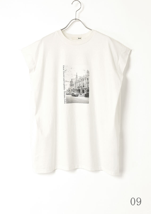 tシャツ コットン天竺モダンプリント Tシャツ レディース セール】 コットン天竺モダンプリント Tシャツ （Tシャツ