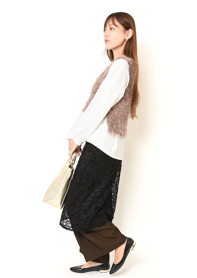 フラワーレースラップレイヤードスカート
