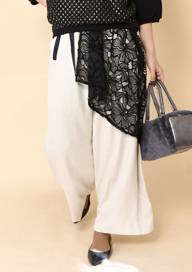 フラワーレースラップレイヤードスカート