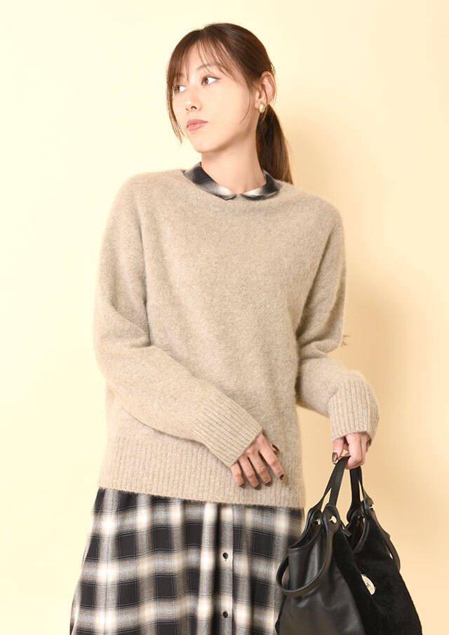 ◆ヤク&フォックスブレンドボートネックプルオーバーニット【J147725M】【26】