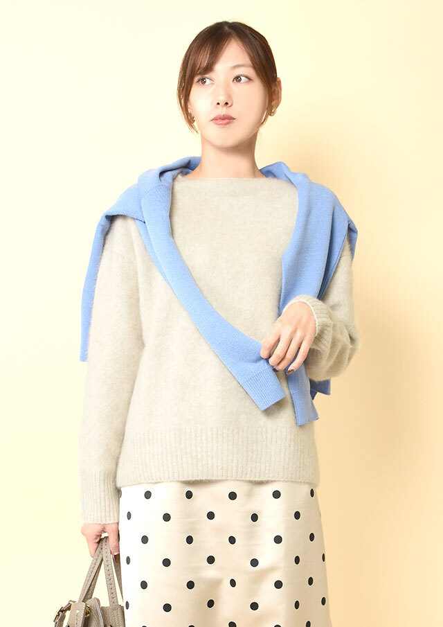 ヤク＆フォックスブレンドボートネックプルオーバーニット