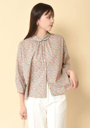 ◆リバティ重ね衿7分袖ビッグシャツ【2621039PH】【27】