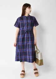 ◆コットンローンチェック柄シャツワンピース【2622047SY】【27】