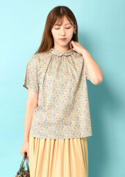 Hampstead ハムステッド リバティ シルバーライニング 長袖 シャツ ワイシャツ 花柄 プリント 草木、ボタニカル ピンク LOUIS