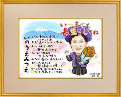 似顔絵ポエム　木地仕上げの額