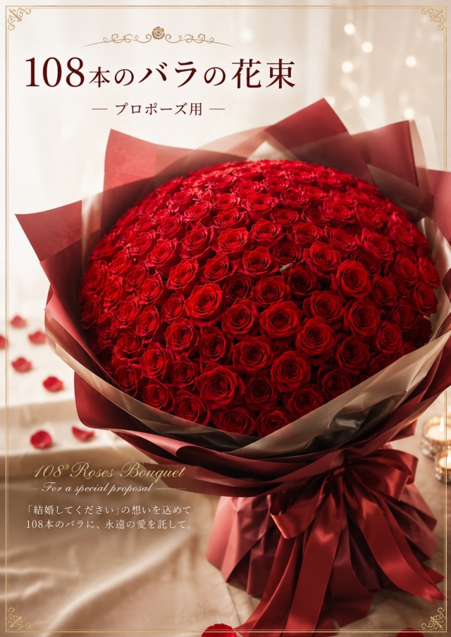 108本のバラの花束