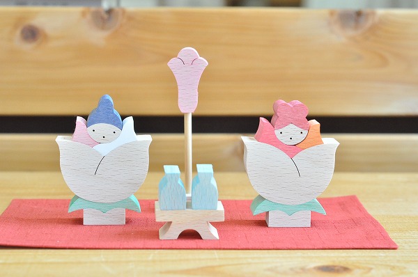 雛人形　遊プラン・小黒三郎　バラの花びな・ぼんぼり付き