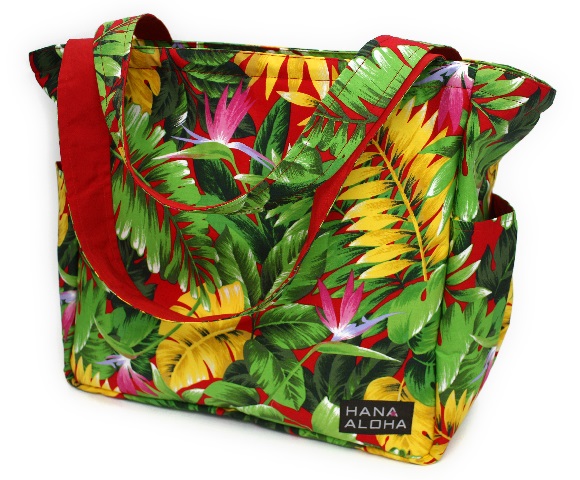 大容量レッスンバッグ、HANAALOHAオリジナル　ゴ－ルデンパラダイスの模様、ご旅行にも最適。　