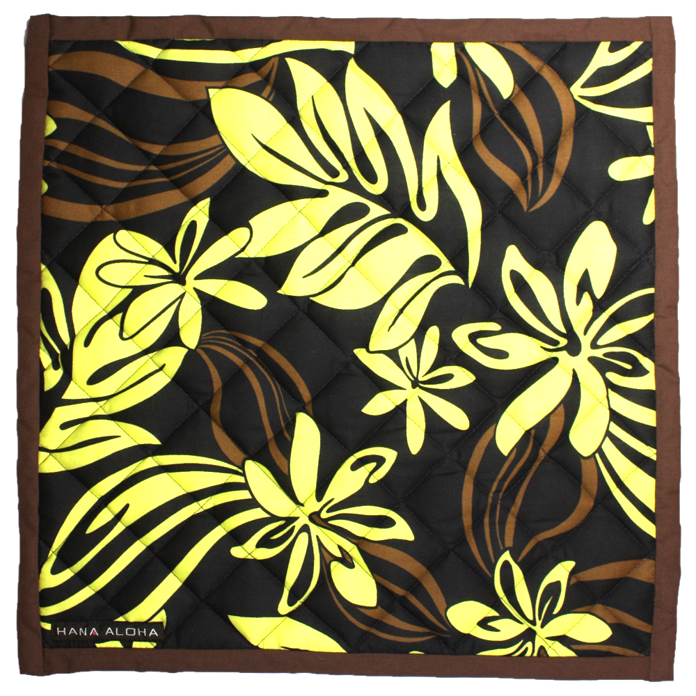 美しいレモンイエロ－のティアレの花、ブラウンの葉模様　set-006 額縁手まつりのhanaalohaオリジナルのパレ