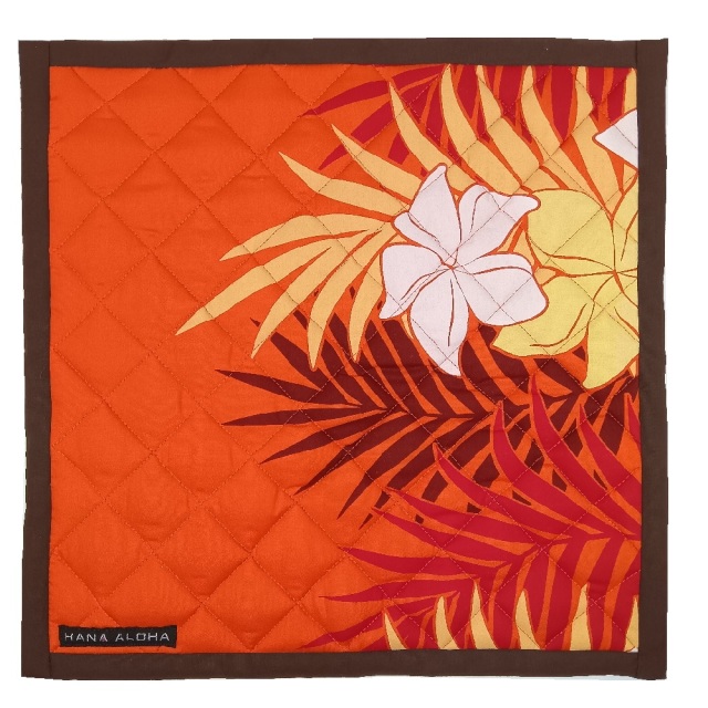 《 額ぶち手まつりタイプ 》Pale(パレ) -pale-025  オレンジ地にシダとプルメリア模様
