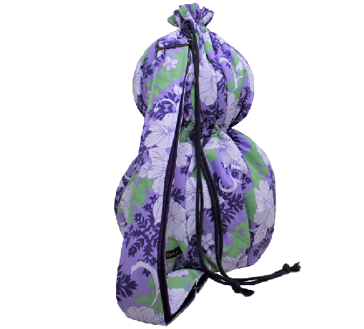 紫地に白のハイビスカス模様。一本ショルダ－タイプ