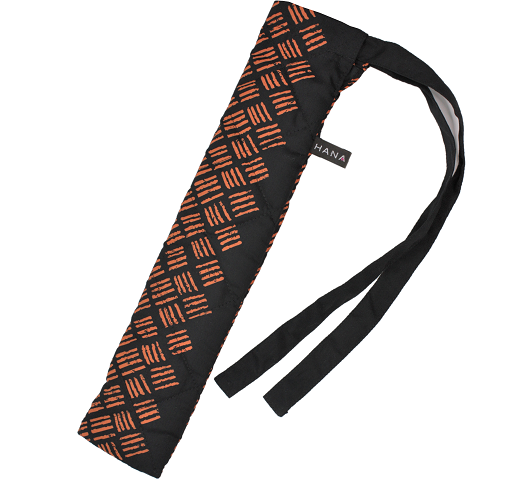 set-056　黒地にローシェンナ色の4本のラインでの市松模様がすてきな、使いやすいカラアウケ－ス。