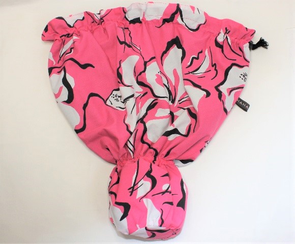 set-105  ピンク地にホワイト＆ブラックのハイビスカス模様。着脱が簡単な一体型のウリウリケ－ス