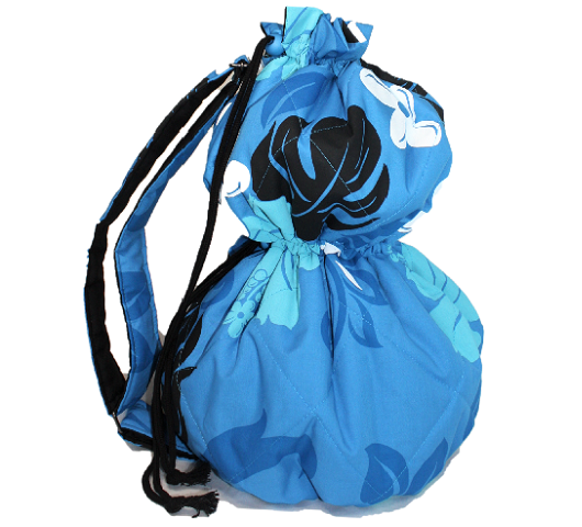 水色地に白の小花とアイスグリ－ンのハイビスカス模様の、1本ショルダ－のイプケ－ス