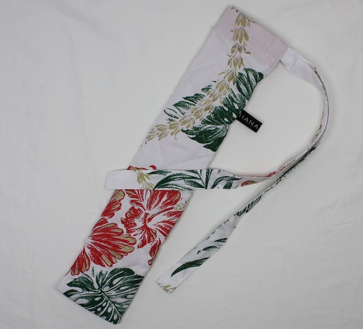 ハイビスカス模様の中を縫うゴールドの帯がすてきなカラアウケ－ス