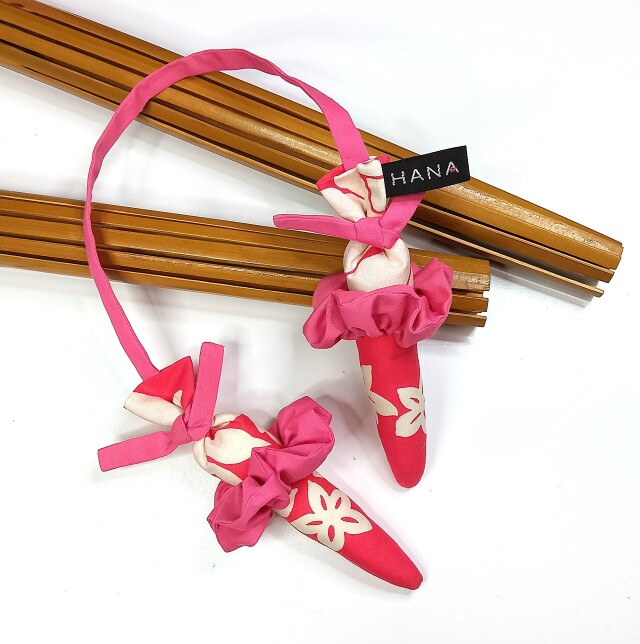 set-178－ａタイプ スカ－レットピンク地に白いプルメリア模