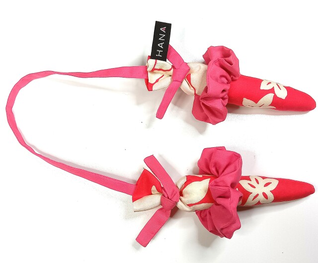 set-178－ａタイプ スカ－レットピンク地に白いプルメリア模