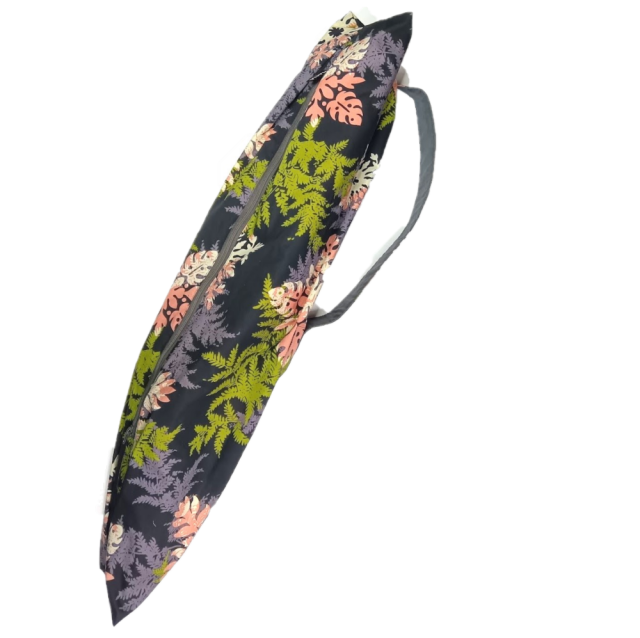 set-179パウケース　インクブラック地にアマゾングリ－ンとグレ－のシダ様　使いやすい肩にかけるショルダータイプ