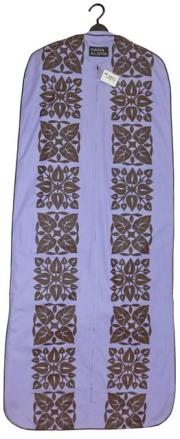 ペールパープルに茶色のハワイアンキルト柄のドレスカバー
