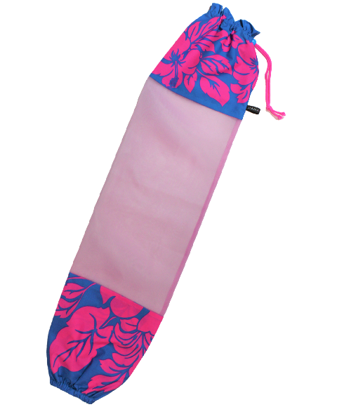 ブル－地に、ピンクの花柄。オ－ガンディ－使用のパウケ－ス