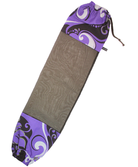 パ－プル地に、黒と白のカヒコ模様、黒いオ－ガンディ－使用のパウケ－ス