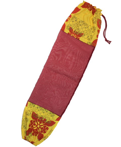 山吹色地に赤のカヒコ模様、すてきな赤いオ－ガンディ－使用のパウケ－ス